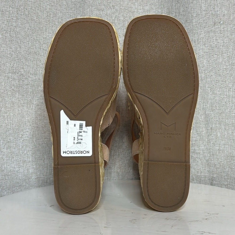 MARC FISHER NELLY PEACH SUEDE WOMENS  ANKLE STRAP ESPADRILLE WEDGES **NWT** - Picture 13 of 15